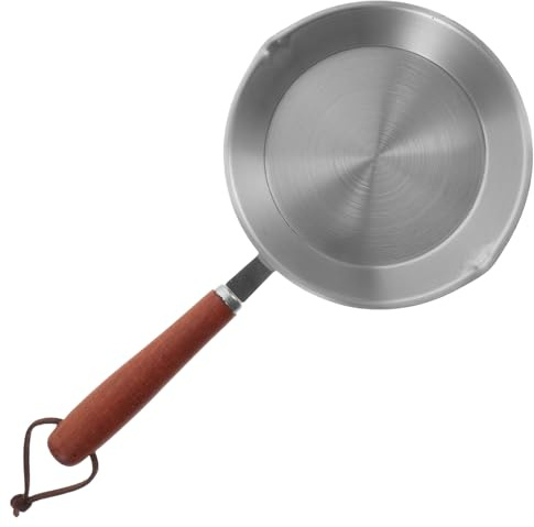 Happyyami Poêle Inox Mini en Acier Inoxydable, Anti-brûlure, Argenté | Distribution Homogène Chaleur, Isolation Thermique, Poêle à Pancake Inox et Poêle à Frire Pratique