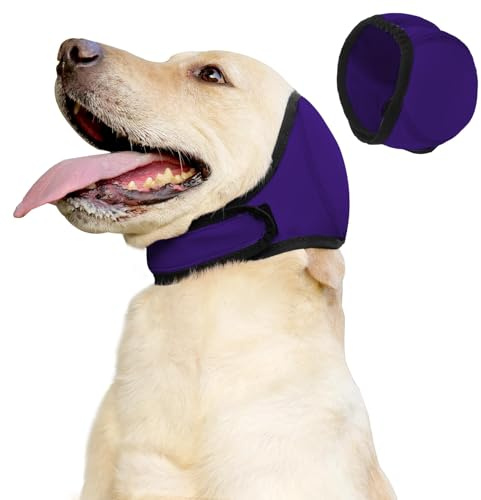 Cuffie antirumore per Cani e copriorecchie antiscossa per alleviare l'ansia da Rumore - Protezione Impermeabile con Cappuccio calmante per Il Nuoto, Le Visite dal Veterinario e i Viaggi Purple Small