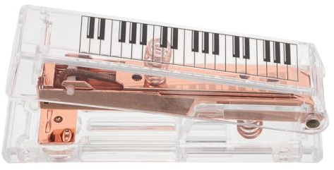 DOITOOL Grapadora Acrílica Transparente Diseño de Piano para Escritorio, Grapadora de Oficina Pequeña y Manual, Adecuado para Hogar, Aula y Organización de Papel