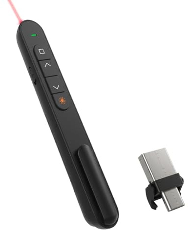 Presentation Clicker for Powerpoint, 328FT Wireless Presenter Remote, 2.4GHz Hyperlink Volume Control Presentation Clicker for Computer PC Mac Laptop Teacher Classroom Office (No Battery)
