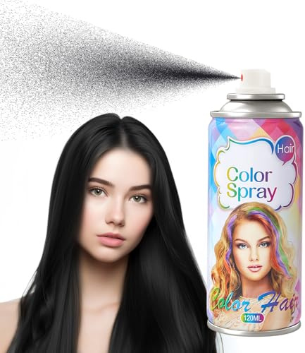 Temporäres Haarfärbespray, Schwarz Ansatzspray, Haartönung, Auswaschbar, Einfaches Färben, Milde Formel, Für Verschiedene Haartypen & Alle Haarfarben, 120 ml