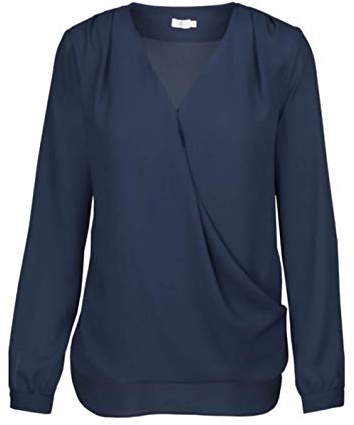 Seidensticker Damblusar – modeblus – omlottlook – långärmad – viskos, Blå (Blue 19), 42