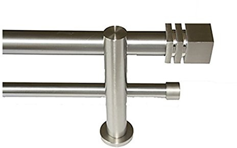 Barras de Cortina - Conjunto Babol Doble Barra Acero INOX. Largo 2,50 M.