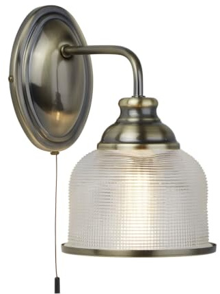 Searchlight 2671-1AB Bistro II One Light Wall Light in Antique Brass with Glass Shades