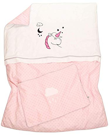 EINHORN: Babybettwäsche 100x135 Kinderbettwäschemit Namen - altrosa