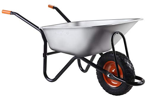 Fuxtec Carriola FX-WB6404G con capacità di carico Fino a Max. 120kg e capacità Max. 90L, Carrello di Trasporto in Acciaio zincato, Ideale per la Vostra Attrezzatura, incl. Ruota pneumatica