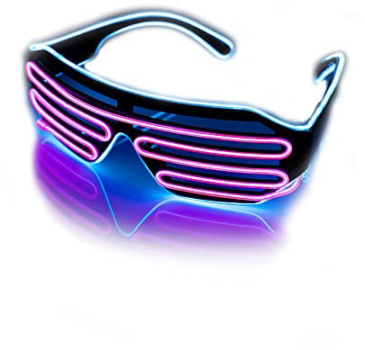 The Glowhouse - Partybrille im Shutter-Stil - mit EL-Kabel - Neonfarben