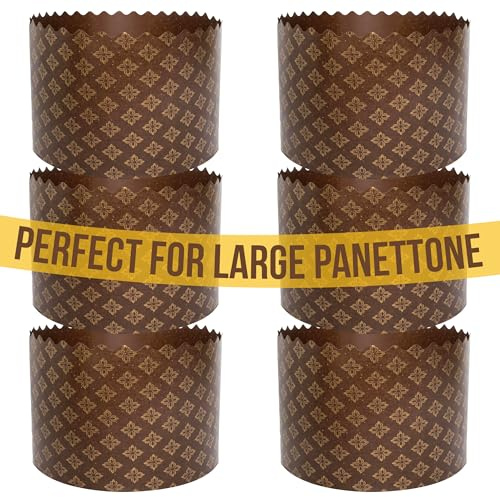 25 oz Osterbrotformen Paska-Form Kulich | 12 Stück | Osterbrot-Papierform - Große Panettone-Papierbackformen Universal Braunes Design