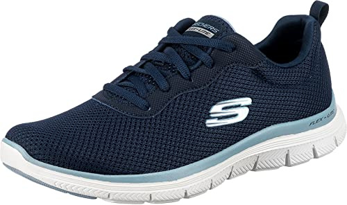 Skechers Women's Flex Appeal 4.0 Brilliant View Sneaker, Navy Mesh Bluen Trim, 7 UK