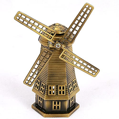 DRSM Retro Holländische Windmühle Modell，zinklegierung Handwerk Holländische Windmühle Modell Dekoration Turmförmige Windmühle Tischdekoration