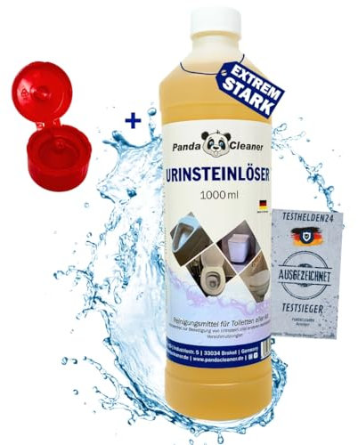 PandaCleaner Limpiador de orina extrafuerte – 1 L limpiador de inodoro extremadamente fuerte – Limpiador de cal extra fuerte – Limpiador de inodoro para inodoro, bide y orinal con boquilla inclinada –