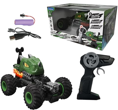 Lexibook, Crosslander® Dino, Fjärrstyrd dinosauriebil, upp till 10 km/h, galna stunts, pitching, integrerat gyroskop, ljuseffekter, uppladdningsbar, RC59D