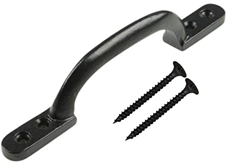 SISI UK Black Door Bow Pull Handle 6 Inch Cast Iron Barn Gate Shed Handle