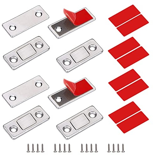 Türmagnete stark Magnetische Schranktür, 4 Stück selbstklebend für Möbel, Schrankmagnete, Edelstahl Möbelmagnete für Schiebetüren, Küche, Fenster, Schrank