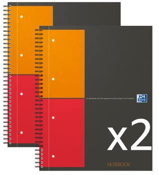 Oxford Lot 2 Cahiers International Notebook A4Plus Petits Carreaux 5 mm 160 Pages Reliure Intégrale Couverture Carte Gris