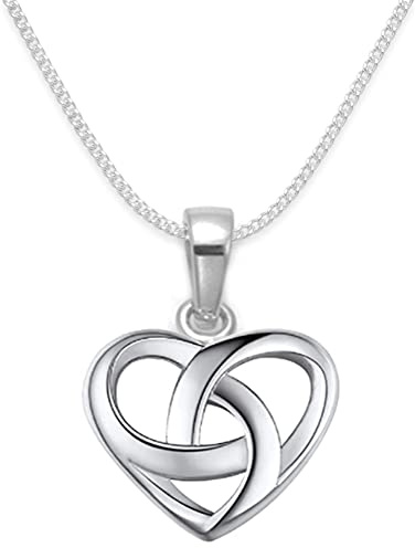 Heather Needham Sterling Silver Celtic Heart Necklace on 16 chain (40cm chain) - SIZE: Small - 14mm x 12mm. Gift Boxed 8035/16