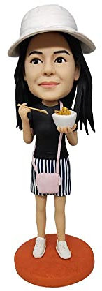 mydedor Custom Bobble-Heads Figur Customized Doll, Mädchen isst Snacks Custom Bobble Head, Bobble Head Figuren Handmade Personalized Sculpture Gift for Women