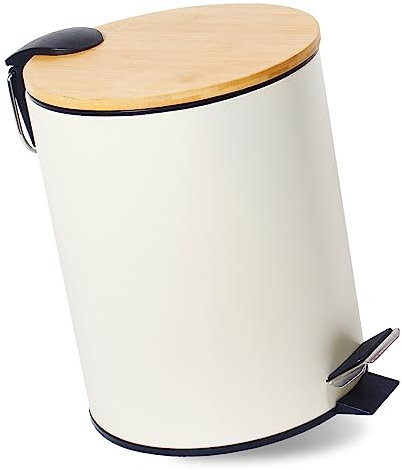 GREELUE 5L Kosmetikeimer Metall, Badezimmer Mülleimer mit deckel, Mülleimer Bad mit Absenkautomatik (Soft Close) (Beige 5L)