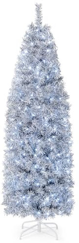RELAX4LIFE Künstlicher Weihnachtsbaum 180 cm mit 250 kaltweißen Lichtern Faltbarem Metallständer