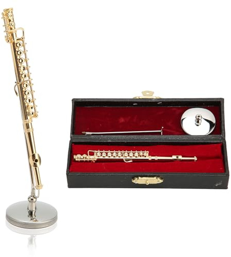 Miniatyrflöjt, 4,3-tums Minimusikinstrumentmodell Kopparflöjt Hemprydnad Dockhusmodell Med Stativ Och Fodral