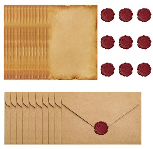 Aweisile Vintage Briefpapier Set Vintage Briefpapier mit Umschlag Set Briefumschlag Briefpapier Set Vintage Briefpapiere Vintage-papier Umschläge Briefpapier Altes Papier Vintage für Einladung Briefe
