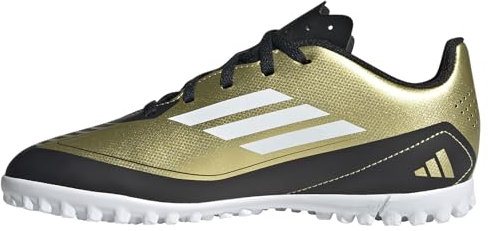 adidas F50 Club Messi Football Boots Turf, Scarpe da Calcio Unisex-Adulto, Gold/Footwear White/Carbon Black, 37 1/3 EU