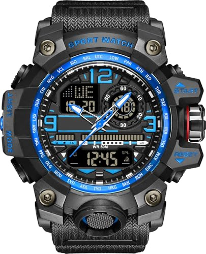 findtime Digitale Armbanduhr Herren Analog Digital Sport Militäruhr für Herren Jungen Outdoor wasserdichte Sportuhr mit Wecker LED Licht Datum Woche 12/24H Multifunktions Tactical Watch for Men
