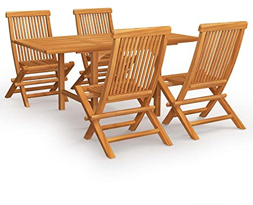 heybb 5-tlg. Garten-Essgruppe Massivholz Teak Gartenlounge Terrassen MöBel