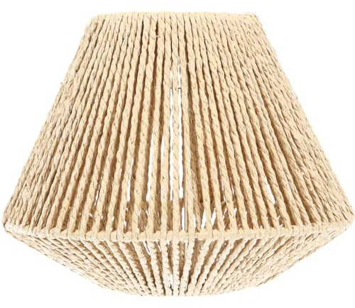 UKCOCO Raffinierter Lampenschirm aus geflochtenem Stroh – konisch, Höhe für E27-Fassung für Hängelampen, Pendelleuchten, Deckenlampen und Tischlampen im Boho-Stil – für Wohnzimmer, Schlafzimmer