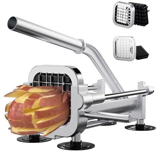 Eascandy Tagliapatatine, Affettatrice per Patate Resistente, Set Tritapatate in Acciaio Inossidabile con Lame da 12 mm e 6,35 mm di Pollice per Patate Dolci, Carote, Igname, Cetrioli