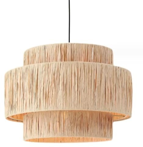 GUANSHAN Papier De Paille Tissé Art Suspension Lampe Suspension Vintage Paille Abat - Jour Suspension Lampe Suspension Décorative Chambre à Coucher, Salon