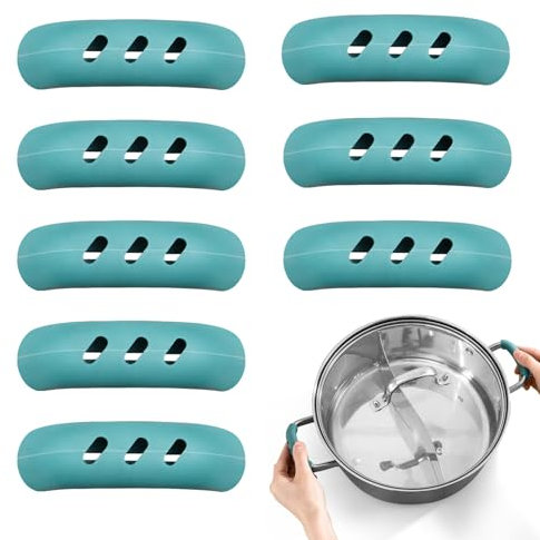 8pcs Silicone Pan Handle Sleeve, Silicone Handles for Pots and Pans, Green Pan Handle Covers Heat Resistant(Green)