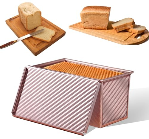 Aohcae Brotbackform mit Deckel 550g, Kohlenstoffstahl Kastenform Brot mit Antihaftbeschichtung & Belüftungslöchern, Toastbrot Backform für Brote Gebäck Kuchen - 21 x 11 x 11,5cm