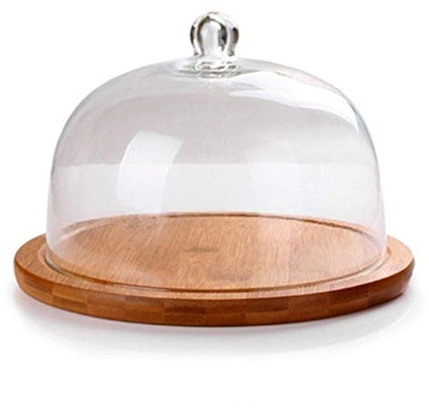 Caja para pasteles de madera para uso doméstico, plato de frutas estriado, restaurante, bandeja para hamburguesas, ensalada de vidrio, donas, soportes para pasteles en forma de cúpula, cubierta para p
