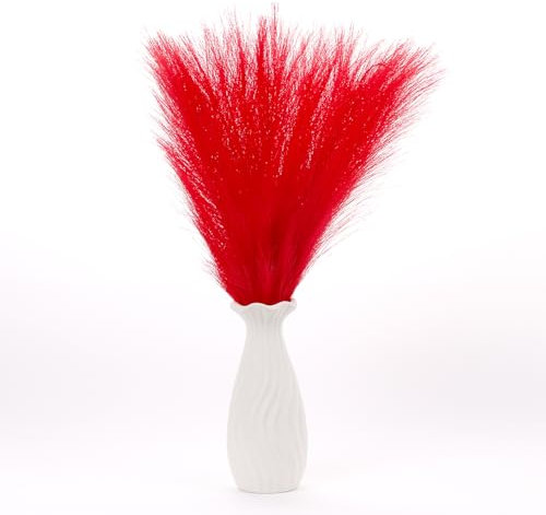 Uxney Erba della pampa,Erba della pampa artificiale 55cm - Decorazione con fiori secchi per domestico(Rosso,20 pezzi)