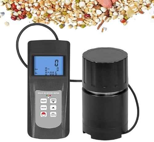 PODEC Tester per Misuratore di umidità per Cereali, Misuratore di umidità per Cereali con Display Digitale a Tazza, Memorizza 240 Set di Dati E umidità Errore ± (0,5% N+1), per 22 Tipi di Cereali