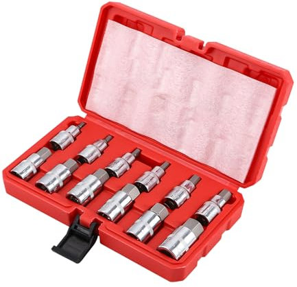 Bixury Douille 6 Pans Jeu de 12 Douilles Allen 1/2 6 Pans Intérieurs Jeu de Douilles Hexagonales avec Mallette en Plastique Coffret de Rangement Douille btr 5,6,7,8,10,12,14,16,17,18,19,22 mm
