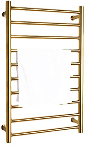 Scaldasalviette elettrico, scaldasalviette elettrico Scaldasalviette elettrico 10 barre Scaldasalviette a parete in acciaio inox Scaldasalviette per bagno Scaldasalviette Radiatore Oro rosa (Colore: