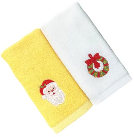 KONTONTY Weihnachtshandtuch 2 Stück Baumwolle Gesichtswaschlappen Mit Weihnachtsmotiv Atmungsaktiv Weich Geschenk Für Zuhause Büro