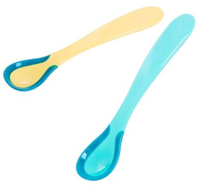 TOYANDONA 2stücke Fütterlöffel Für Junge Mädchen Mit Farbwechseltemperatursensor Sicherer Löffel Für Neugeborene Langer Griff Für Komfortables Füttern Glatte Oberfläche Für Einfache Reinigun