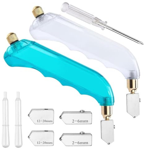 Ptdfjspt Coupe-Verre 2 Pièces Outil de Coupe de Verre avec 4 Outils de Coupe de Vitrail à Tête Remplaçable avec 1 Tournevis