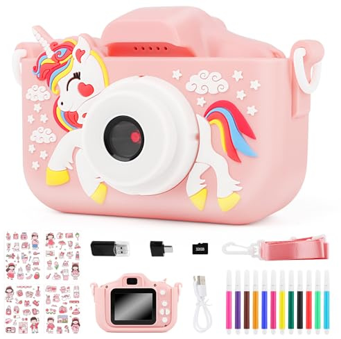 Appareil Photo Enfant Selfie, MXTIMWAN 1080p Appareil Photo Numérique, HD Selfie Apareille Photo 32G, Mini Caméra Rechargeable Caméscope Caméscope