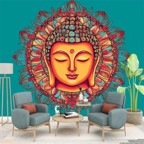 Fotomurales 200 x 140 cm Fotomurales tejido no tejido Decoración de Pared decorativos Murales moderna de Rojo azul Diseno Fotográfico Mandala de buda