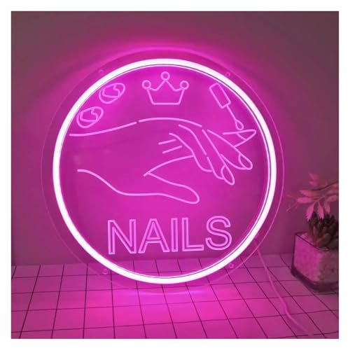 Néon Enseignes lumineuses Decor Panneau Lumineux LED Nails Au Néon Pour Spa, Salon De Beauté, Studio, Décoration Murale Pour Magasins, Bureaux, Fête D'anniversaire, 30cm×30cm