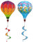 LUKDUNG 2 x 150 cm Hot Air Balloon Wind Spinner Rainbow Garden Pinwheels Swirl Wind Spinner Windmill Striped Rainbow Windsock Rotating Sequins Twister Hanging Yard Decoration Diameter 33 cm