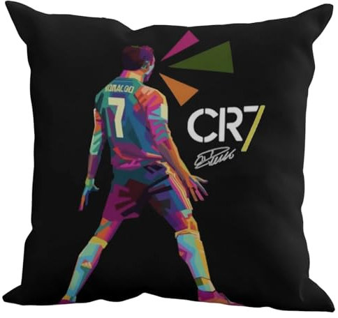 The Beach Stop Sports Hero Ronaldo Cushion Cover | Gift Idea for Men Women Boys & Girls | 45x45cm 18x18 | CR7 Colourful