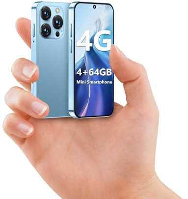 BLKE Max Mini Smartphone 4G, téléphone Mini débloqué 4+64 Go avec écran HD de 3,88 Pouces, Batterie de 2000 mAh, Appareil Photo de 5 MP, Double SIM, Corps Ultra-Fin pour téléphone Enfant Bleu