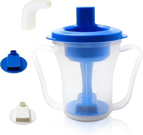 HXY Dysphagia Regulating Drinking Cup for Elderly-Having Difficulty Swallowing Prevent Choking Spill Proof with Straw Dispenses 5cc or 10cc of Liquid Each Time No thickener is Used