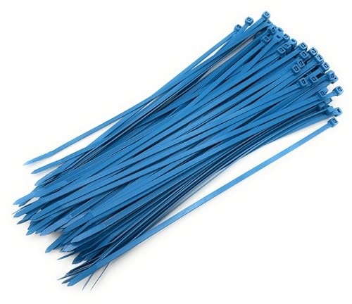 Boltza® Bridas de metal detectables - Azul claro, varios tamaños - Paquete de 100 - Seguro para alimentos, cumple con HACCP (300 x 4,8 mm)