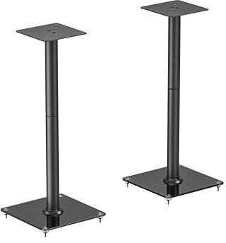 HALTERUNGSPROFI Lautsprecherständer Metall Glas für Satelliten Surround Boxen Paar (2Stück) je 25 kg belastbar LSTSL4-B